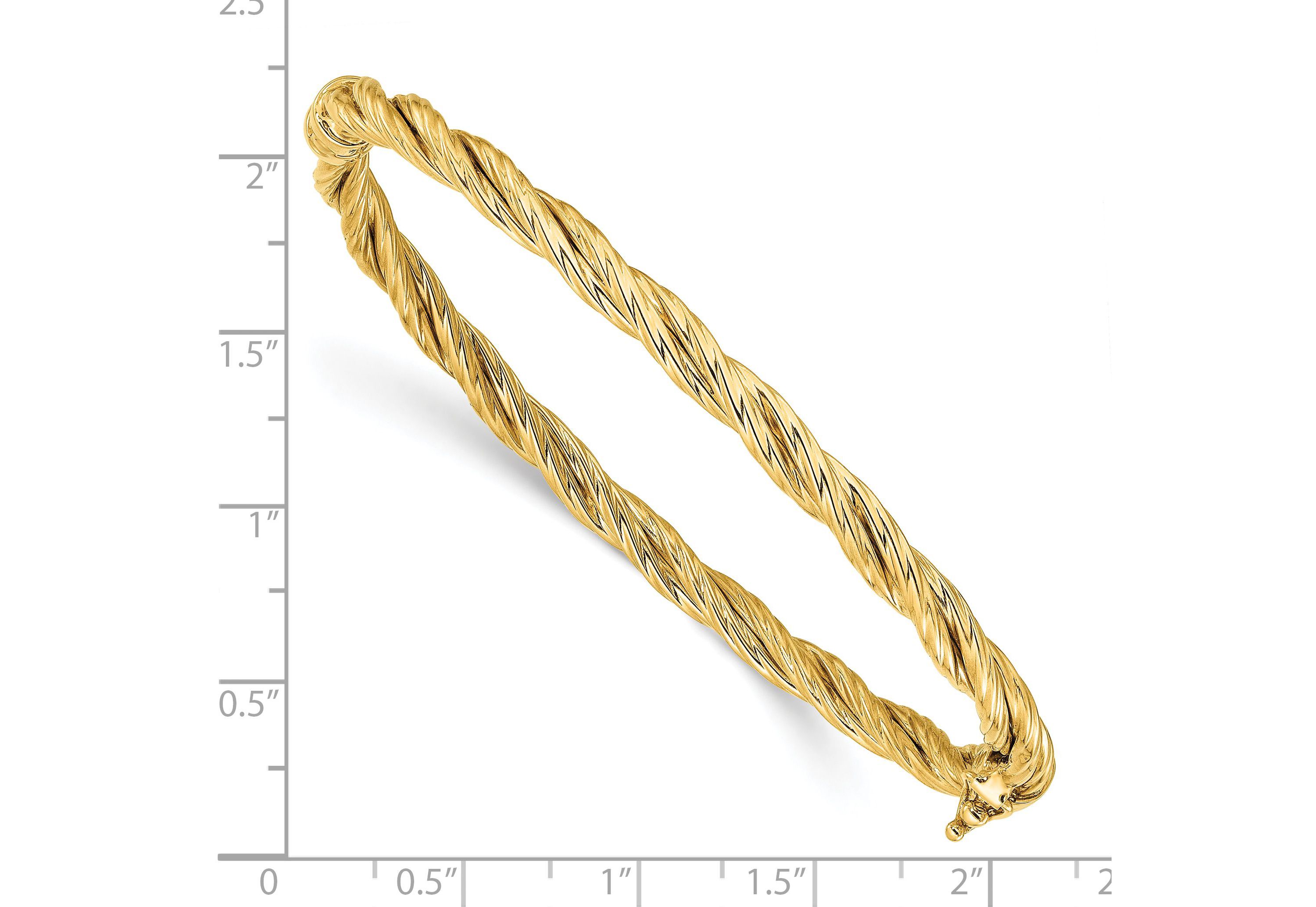 14K Yellow Gold Polished Twisted Hinged Bangle