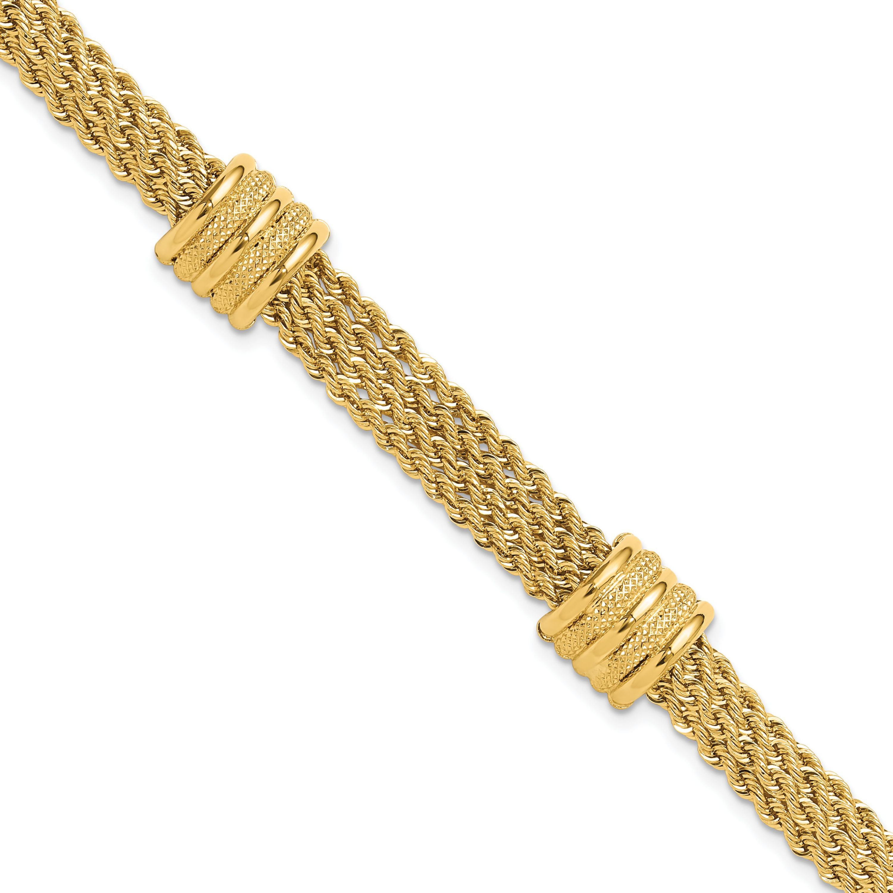 14K Yellow Gold Polished and Diamond-cut Fancy Bracelet
