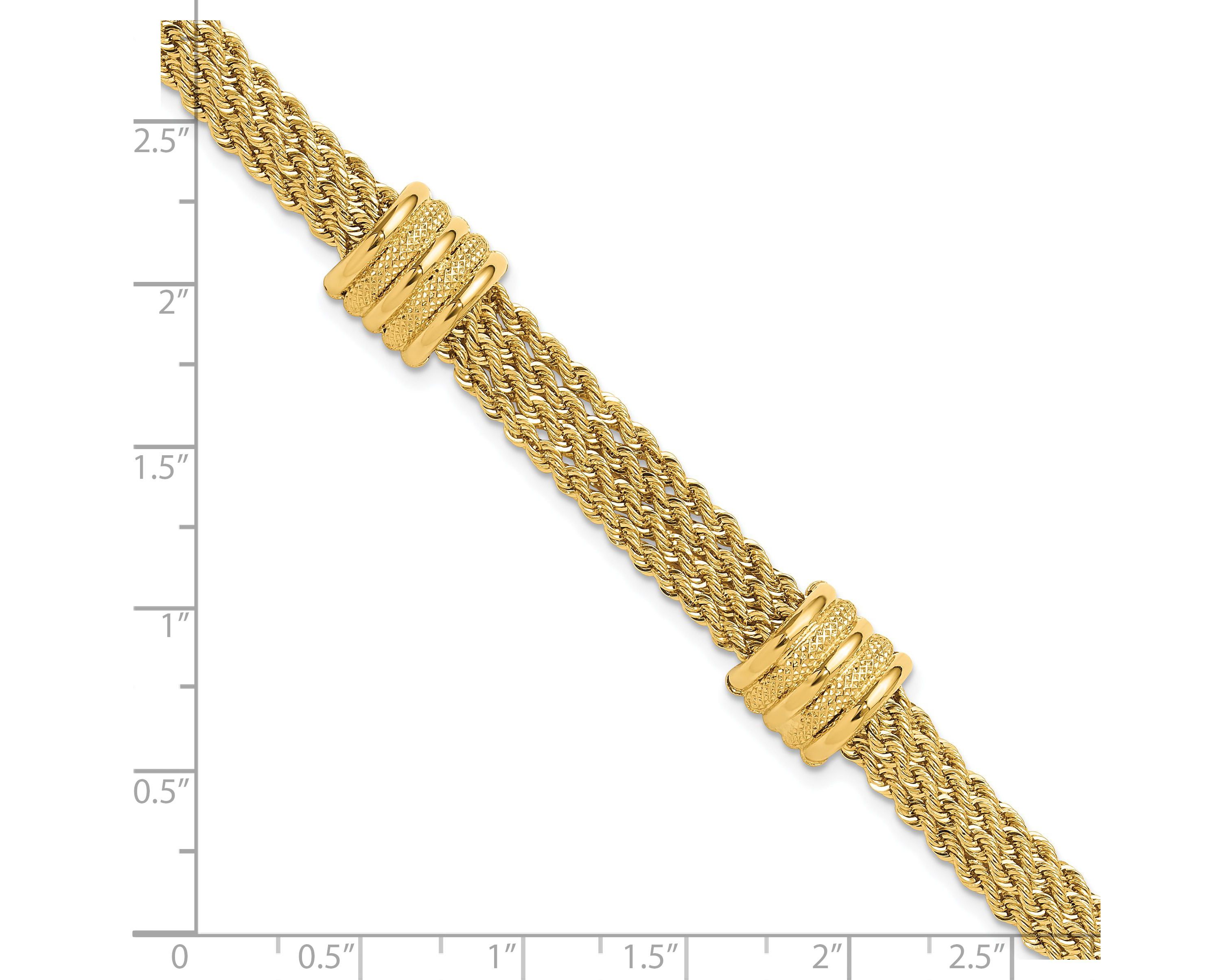 14K Yellow Gold Polished and Diamond-cut Fancy Bracelet