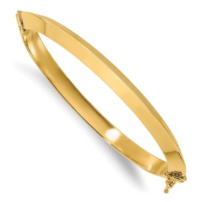 14K Yellow Gold Polished Hinged Bangle