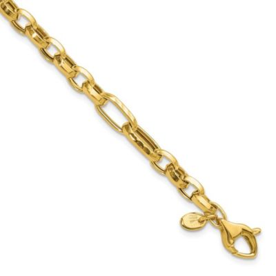 Belk & Co 14K Yellow Gold Polished and Hammered Fancy Link Bracelet