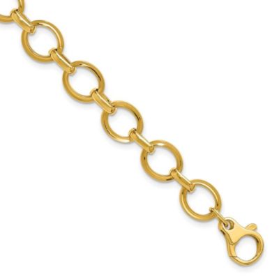 Belk & Co 14K Yellow Gold Polished and Grooved Fancy Link Bracelet, 7.5 in