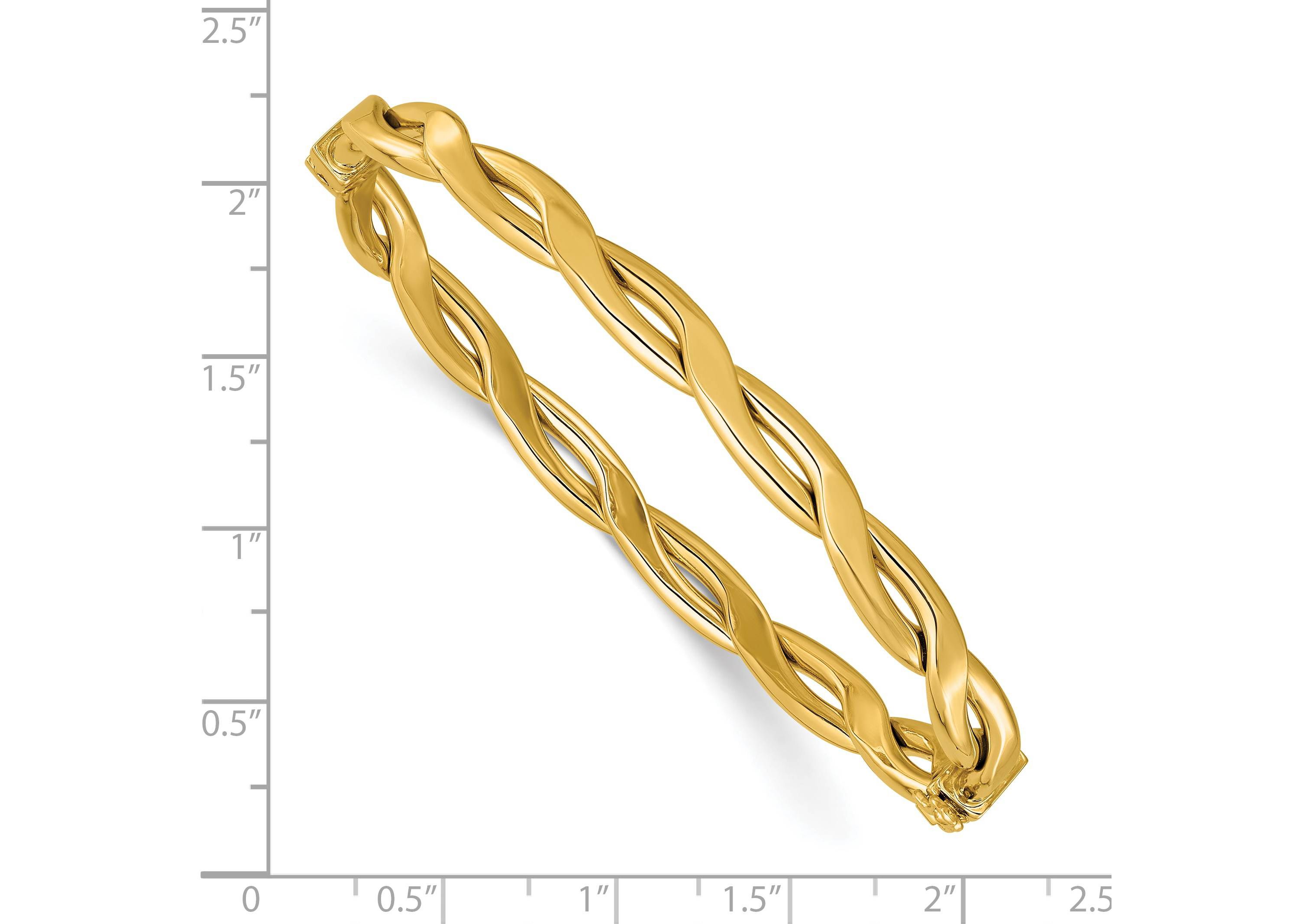 14K Yellow Gold Polished Fancy Intertwined Hinged bangle