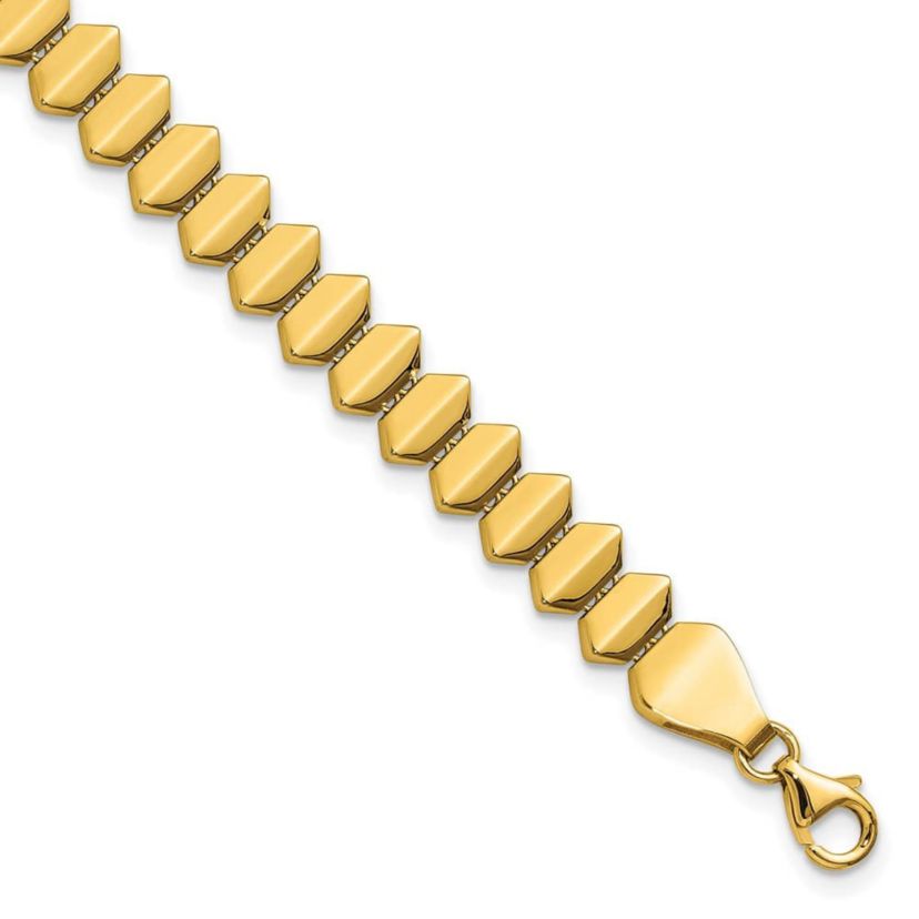 14K Yellow Gold Polished Fancy Geometric Link Bracelet
