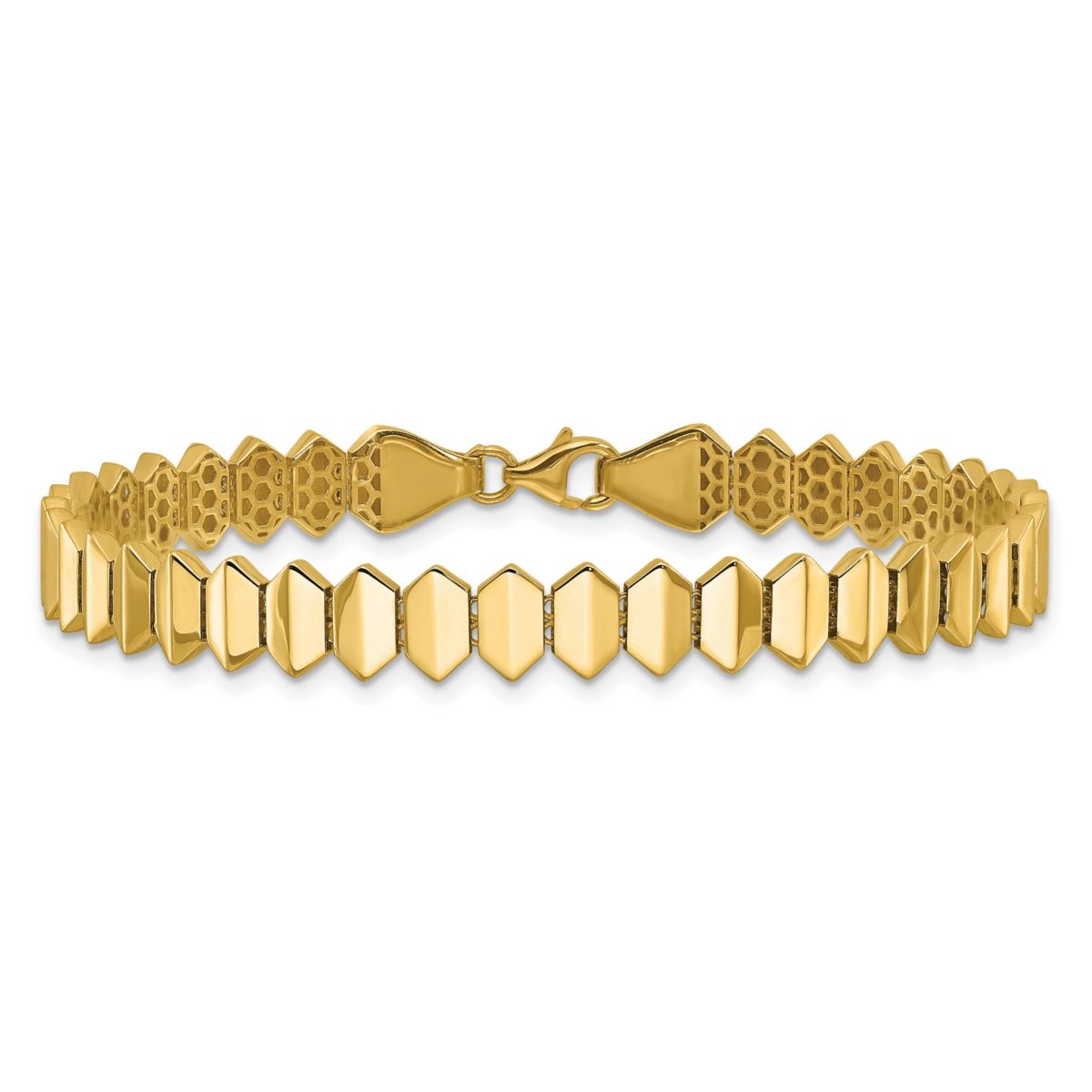 14K Yellow Gold Polished Fancy Geometric Link Bracelet