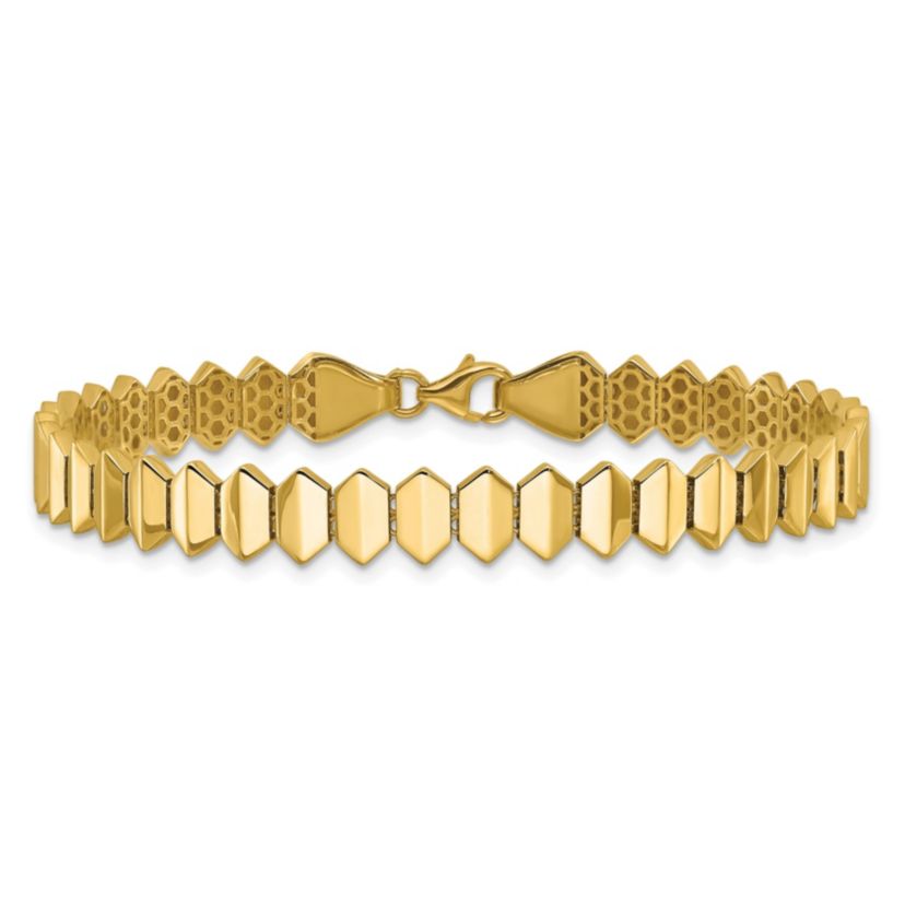 14K Yellow Gold Polished Fancy Geometric Link Bracelet