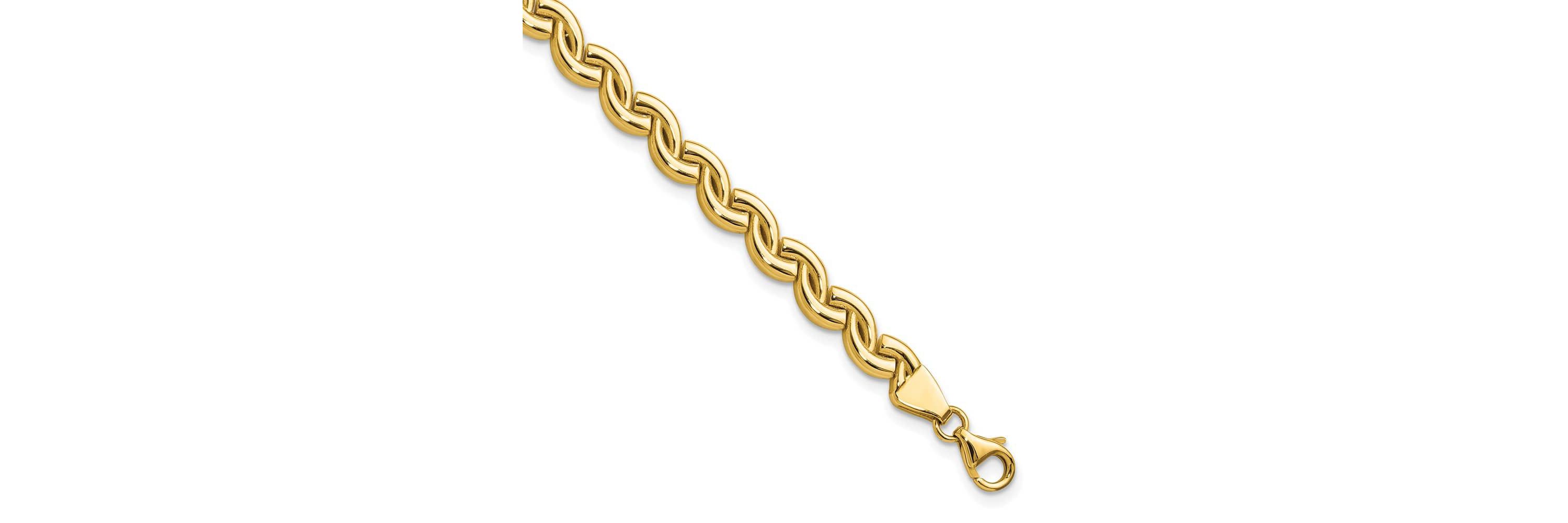 14K Yellow Gold Polished Fancy Wave Link Bracelet