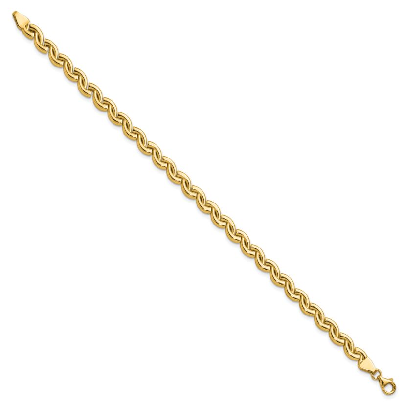 14K Yellow Gold Polished Fancy Wave Link Bracelet