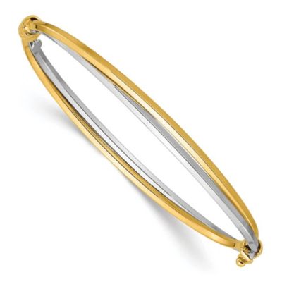 Belk & Co 14K Two-tone Polished Twist Hinged Bangle