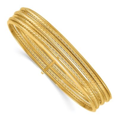 Belk & Co 14K Yellow Gold Polished and Twisted 7-Layer Slip-on Bangle