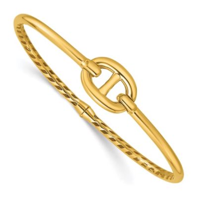 Belk & Co 14K Yellow Gold Polished Hinged Bangle, 7 in