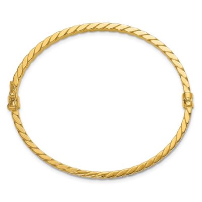 Belk & Co 14K Yellow Gold with White Rhodium Polished and Diamond-Cut Hinged Bangle, 7.5 in