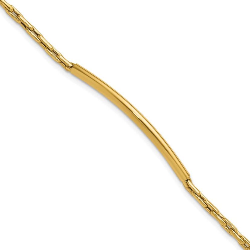 14K Yellow Gold Polished Bar Link with 0.25" Extender Bracelet