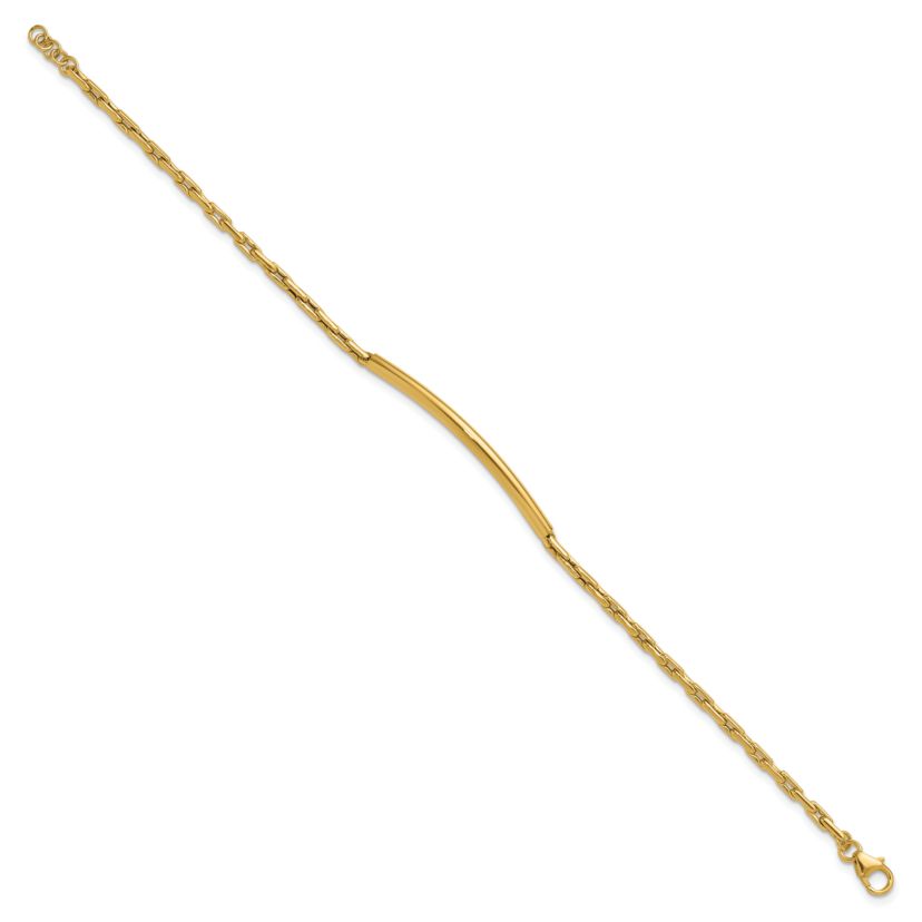 14K Yellow Gold Polished Bar Link with 0.25" Extender Bracelet