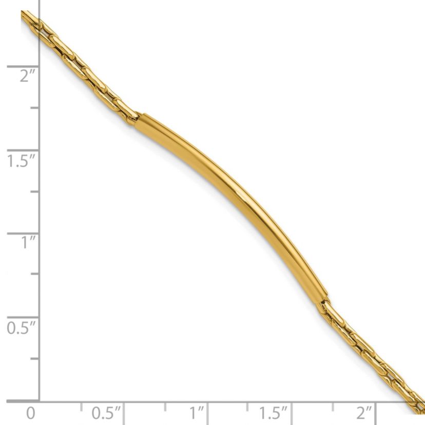 14K Yellow Gold Polished Bar Link with 0.25" Extender Bracelet