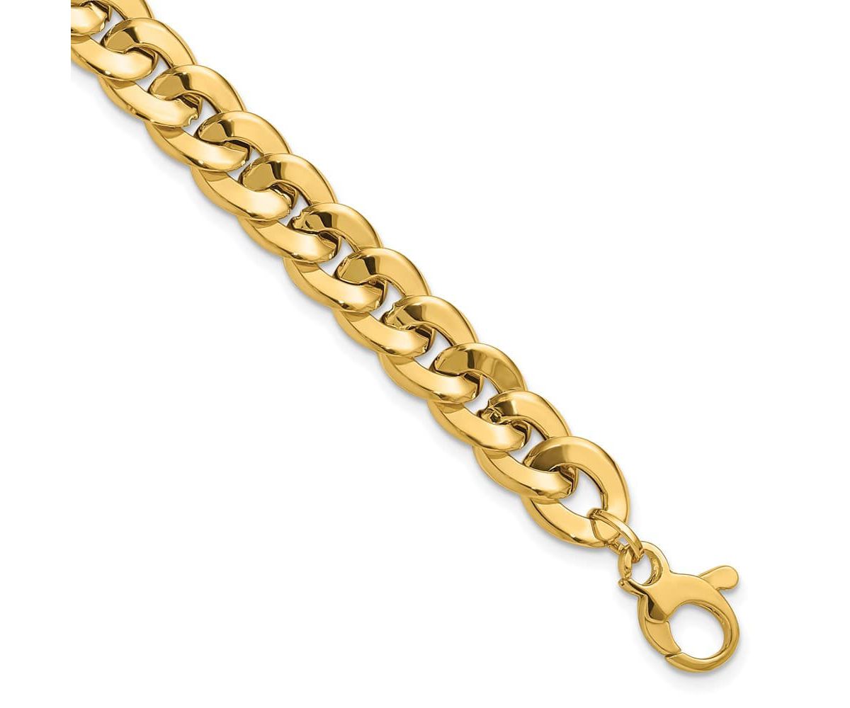 14K Yellow Gold Polished Fancy Curb Link Bracelet