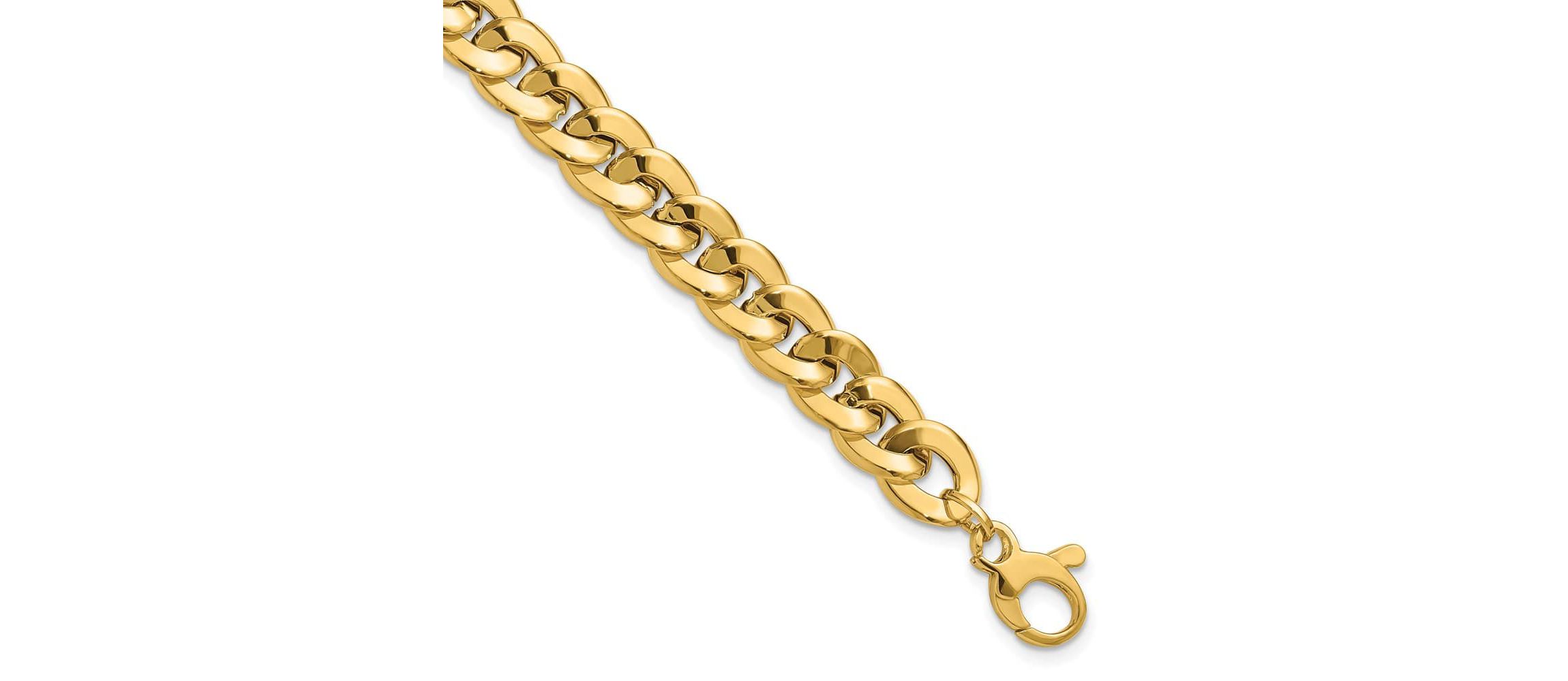 14K Yellow Gold Polished Fancy Curb Link Bracelet