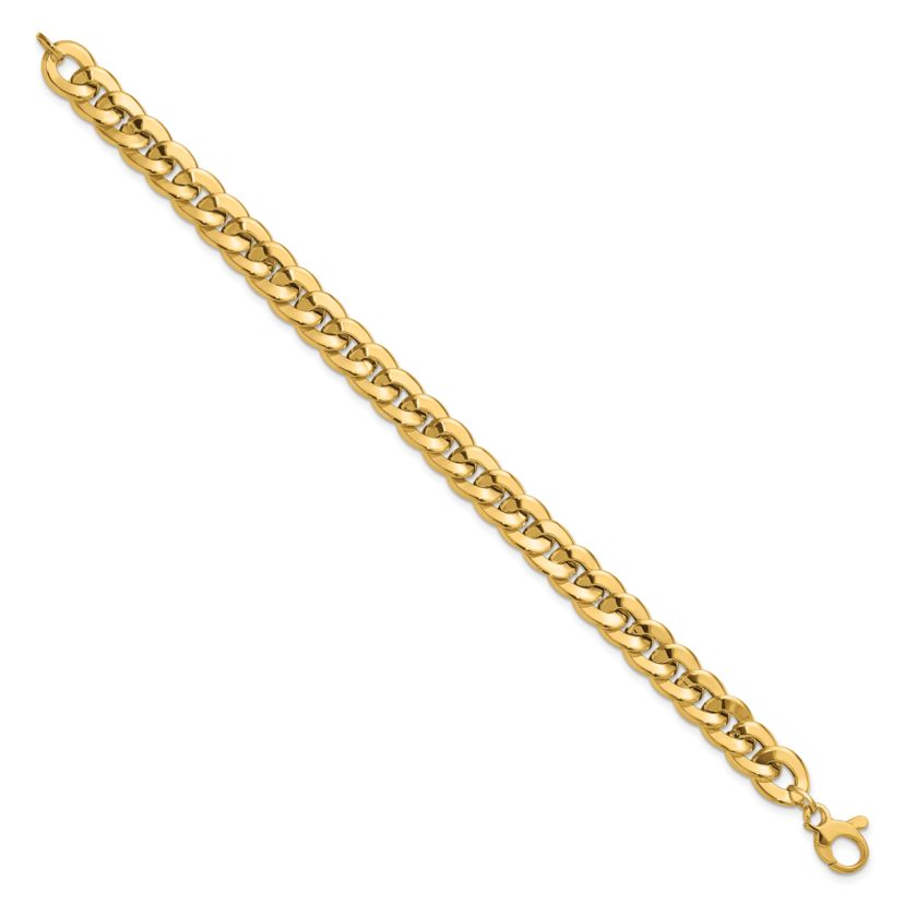 14K Yellow Gold Polished Fancy Curb Link Bracelet