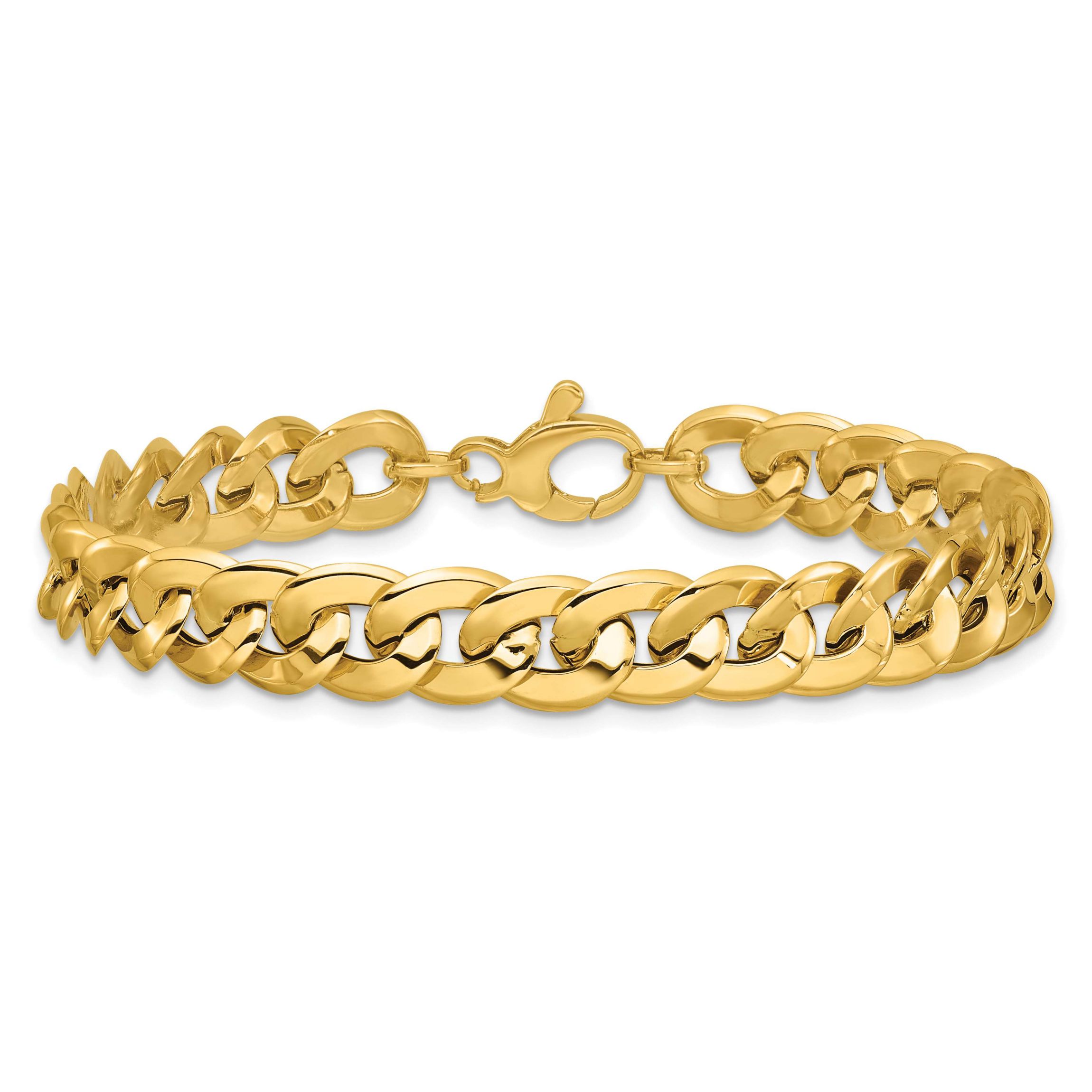14K Yellow Gold Polished Fancy Curb Link Bracelet