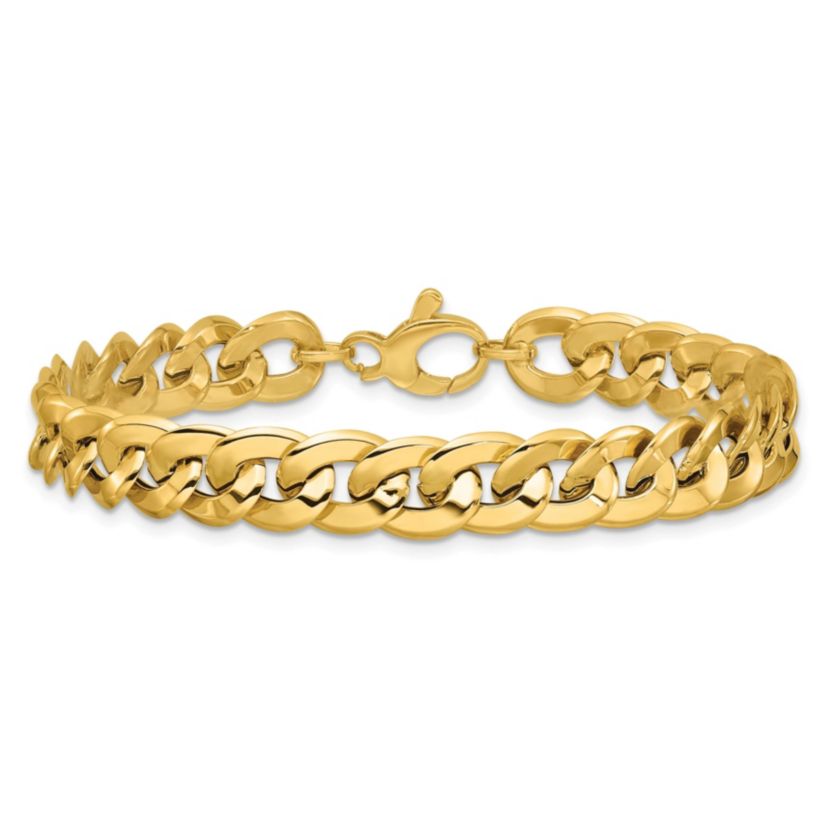 14K Yellow Gold Polished Fancy Curb Link Bracelet