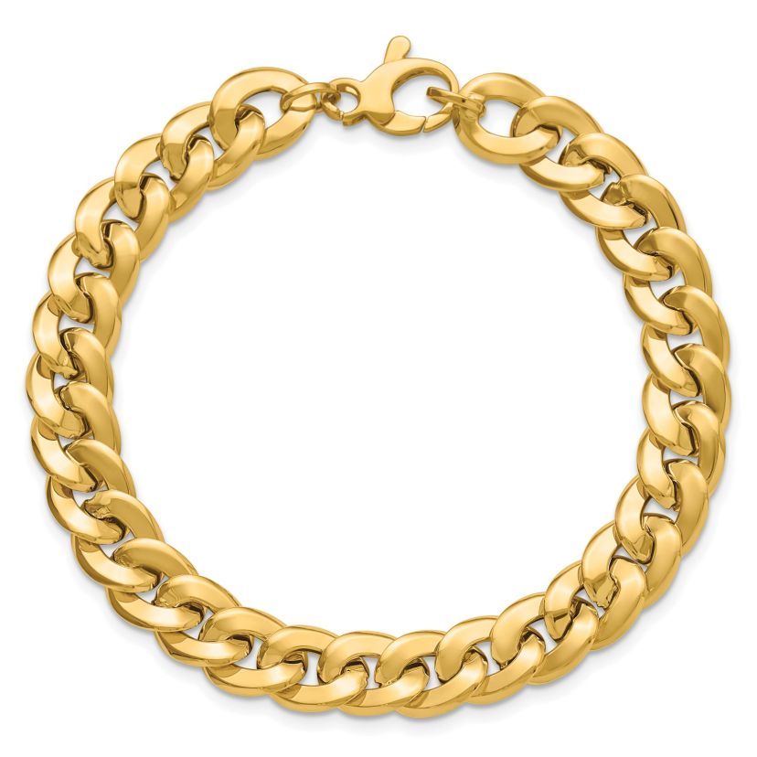 14K Yellow Gold Polished Fancy Curb Link Bracelet
