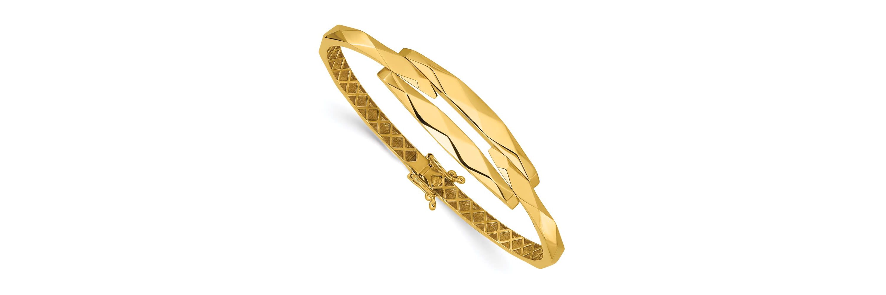 14K Yellow Gold Polished Hinged Bangle