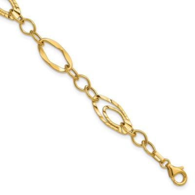 Belk & Co 14K Yellow Gold Polished and Wavy Textured Fancy Link Bracelet