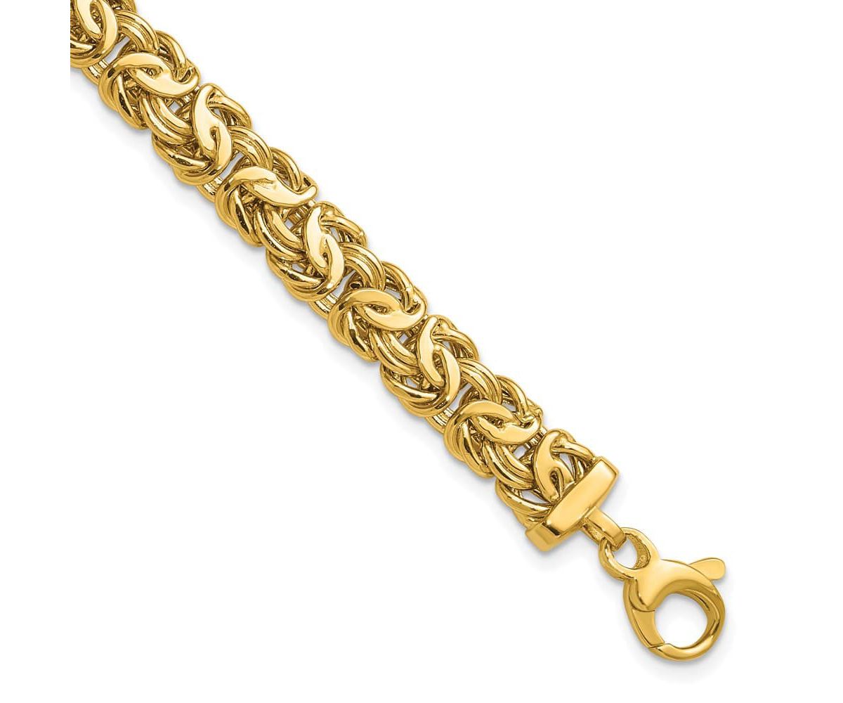14K Yellow Gold Polished 8mm Byzantine Link Bracelet