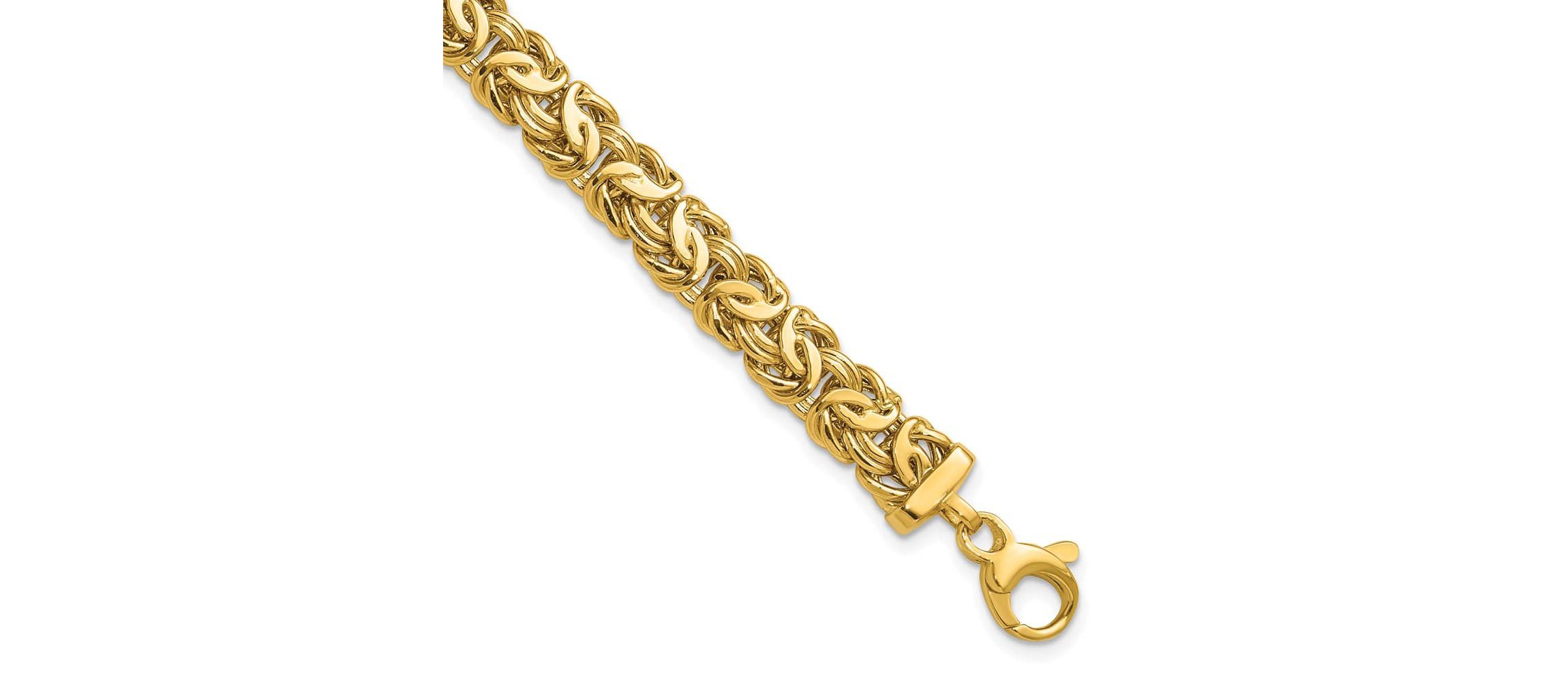 14K Yellow Gold Polished 8mm Byzantine Link Bracelet