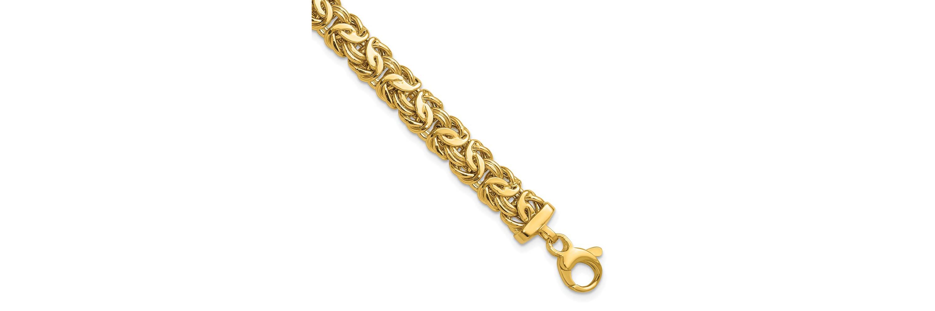 14K Yellow Gold Polished 8mm Byzantine Link Bracelet