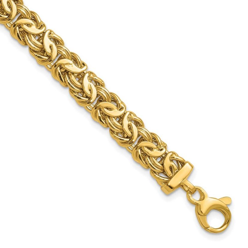 14K Yellow Gold Polished 8mm Byzantine Link Bracelet