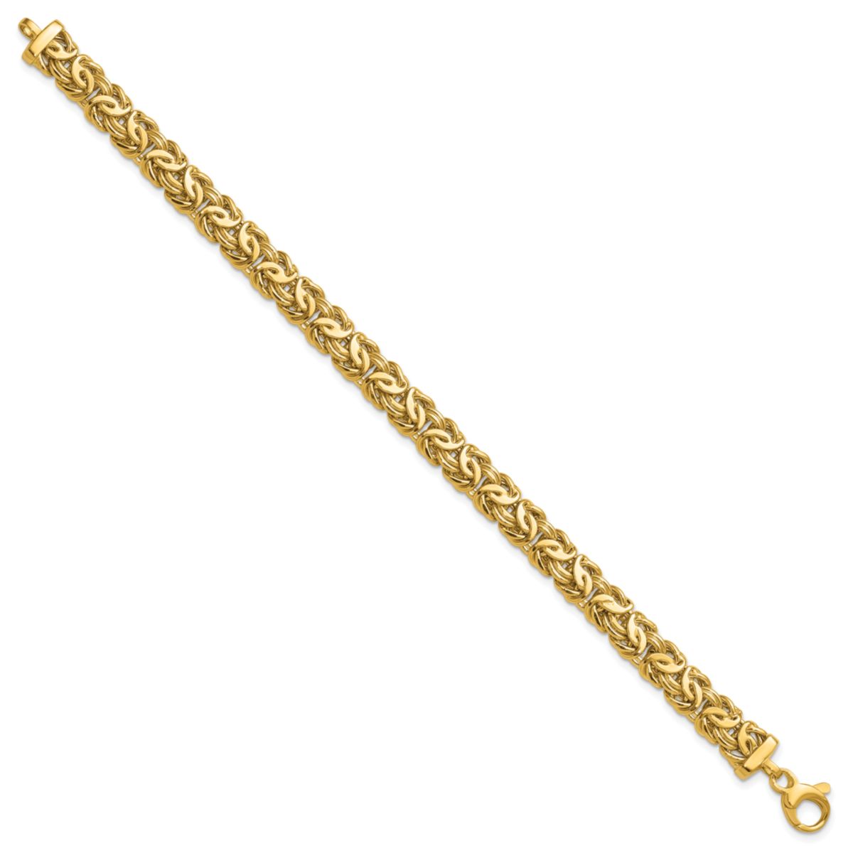 14K Yellow Gold Polished 8mm Byzantine Link Bracelet