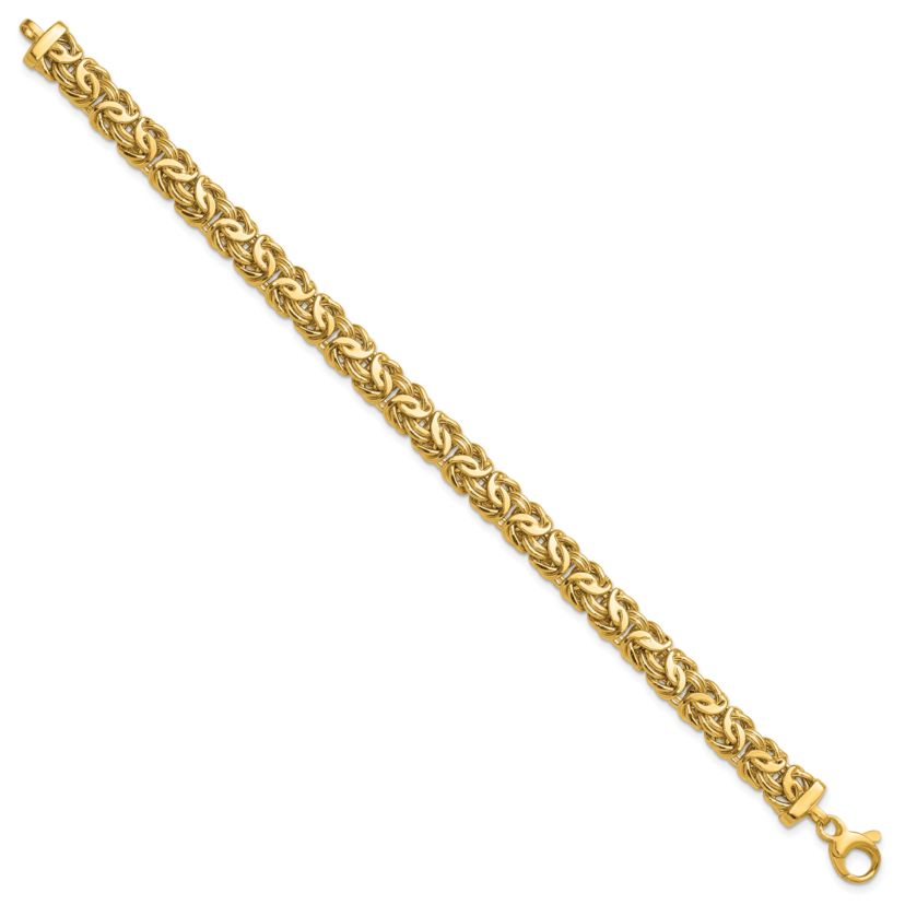 14K Yellow Gold Polished 8mm Byzantine Link Bracelet