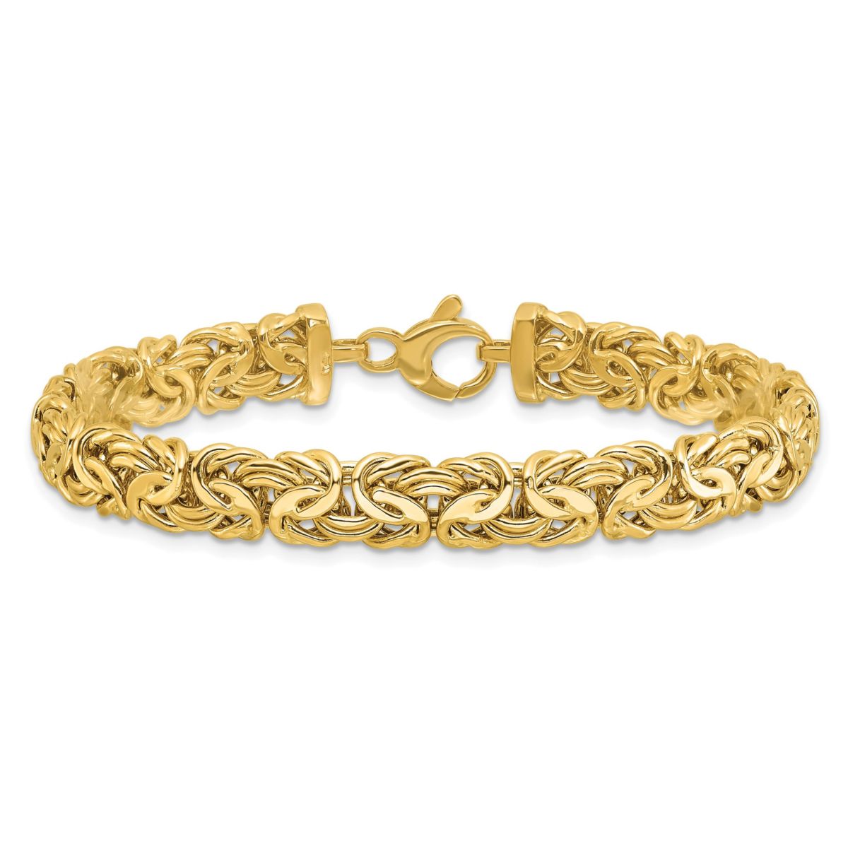 14K Yellow Gold Polished 8mm Byzantine Link Bracelet