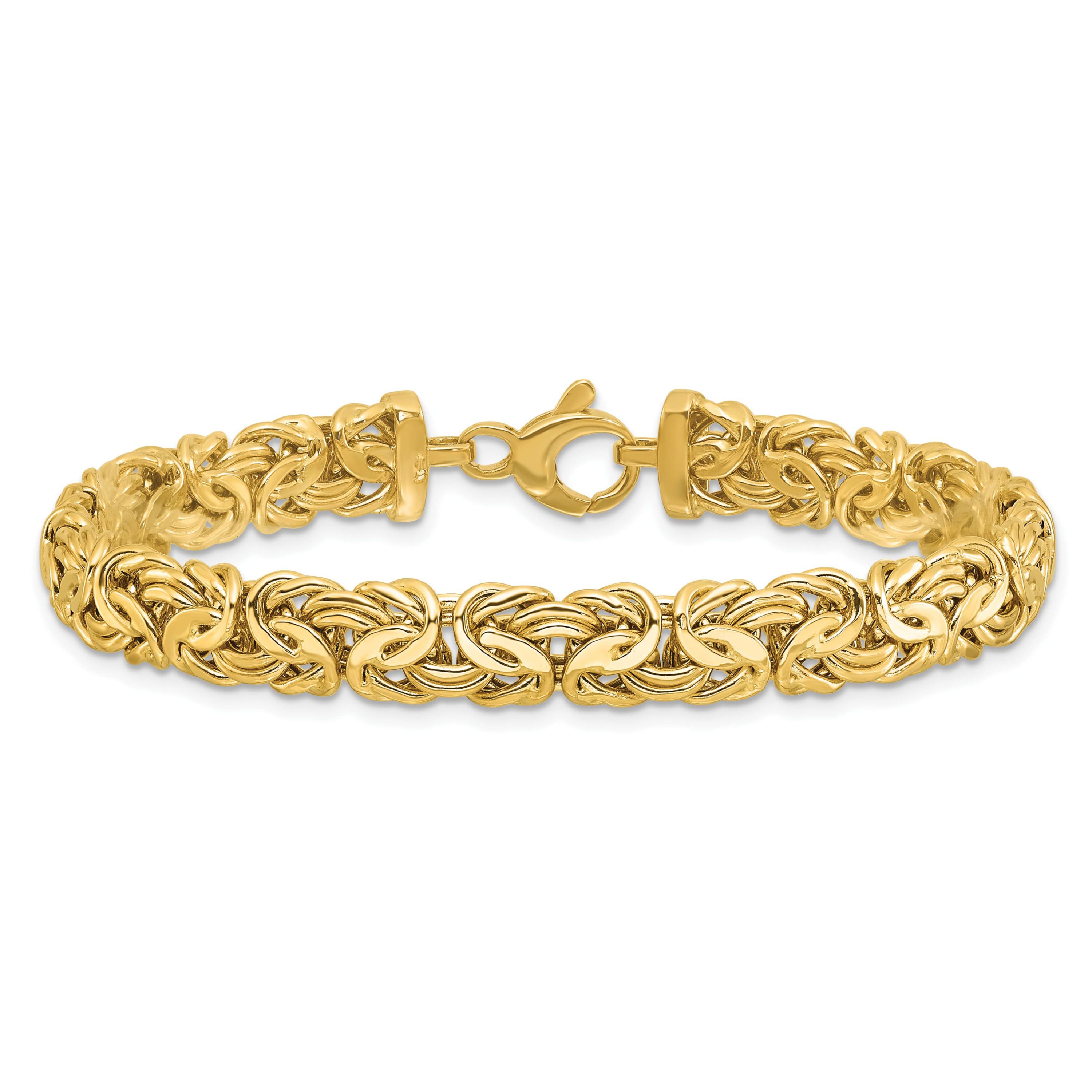 14K Yellow Gold Polished 8mm Byzantine Link Bracelet
