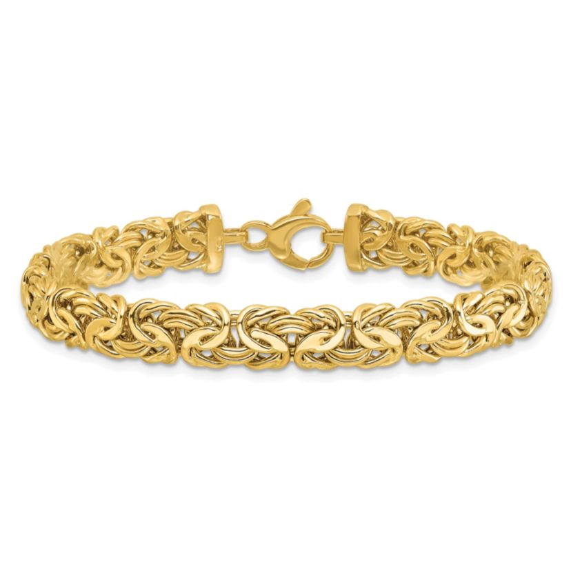 14K Yellow Gold Polished 8mm Byzantine Link Bracelet