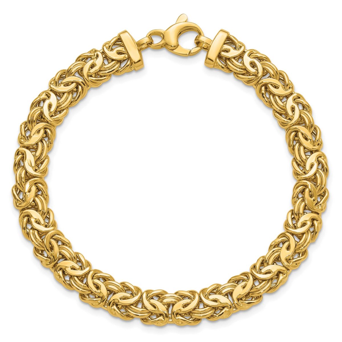 14K Yellow Gold Polished 8mm Byzantine Link Bracelet