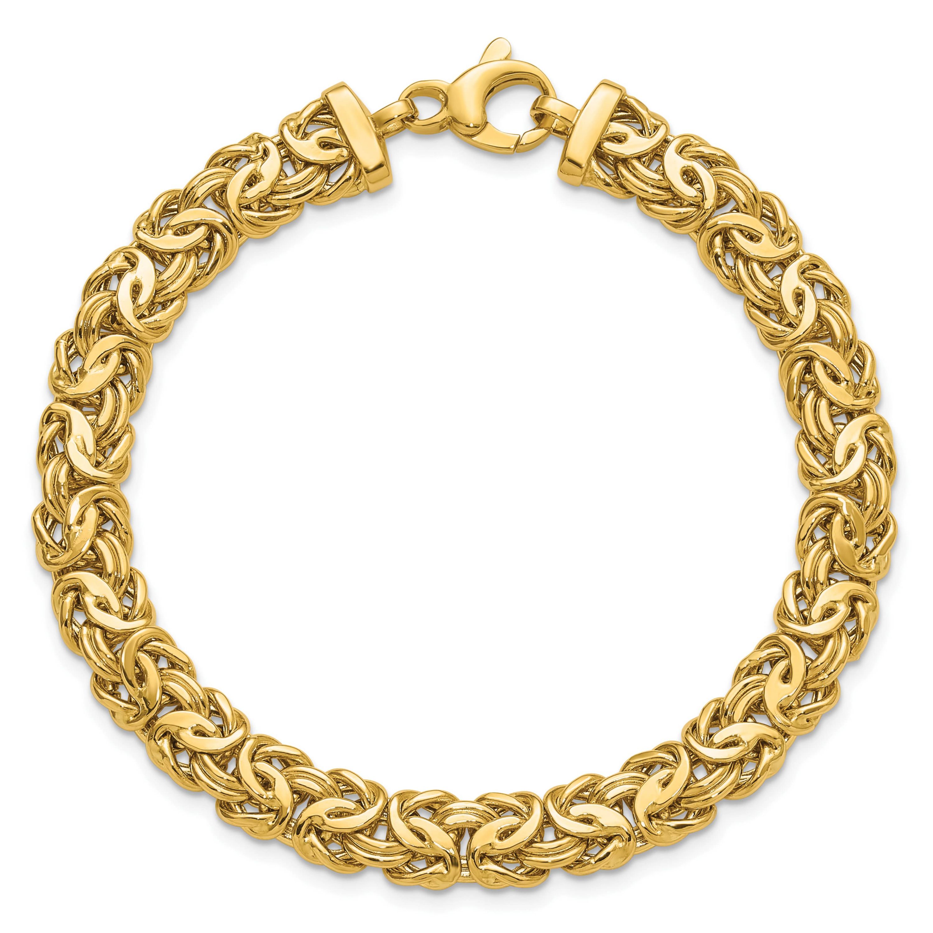 14K Yellow Gold Polished 8mm Byzantine Link Bracelet