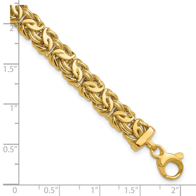 14K Yellow Gold Polished 8mm Byzantine Link Bracelet