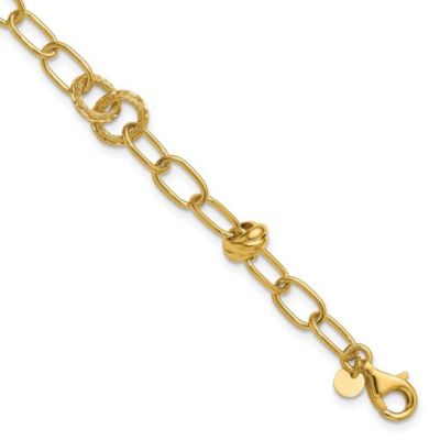 Belk & Co 14K Yellow Gold Polished and Textured Diamond-cut Fancy with 0.75" Extender Bracelet, 7.25 in