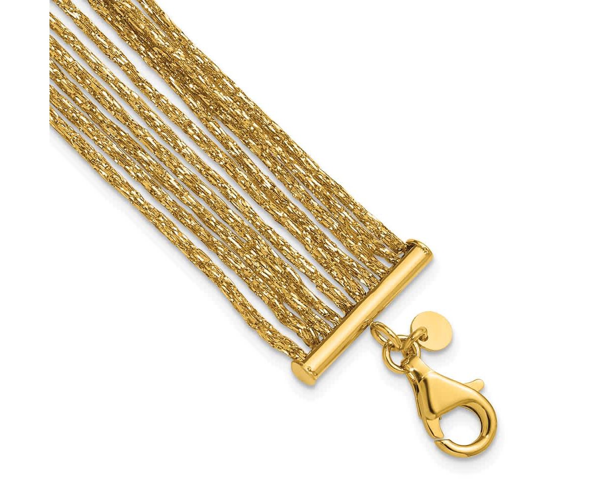 14K Yellow Gold Textured Fancy Mesh Multi-strand with 0.75" Extender Bracelet