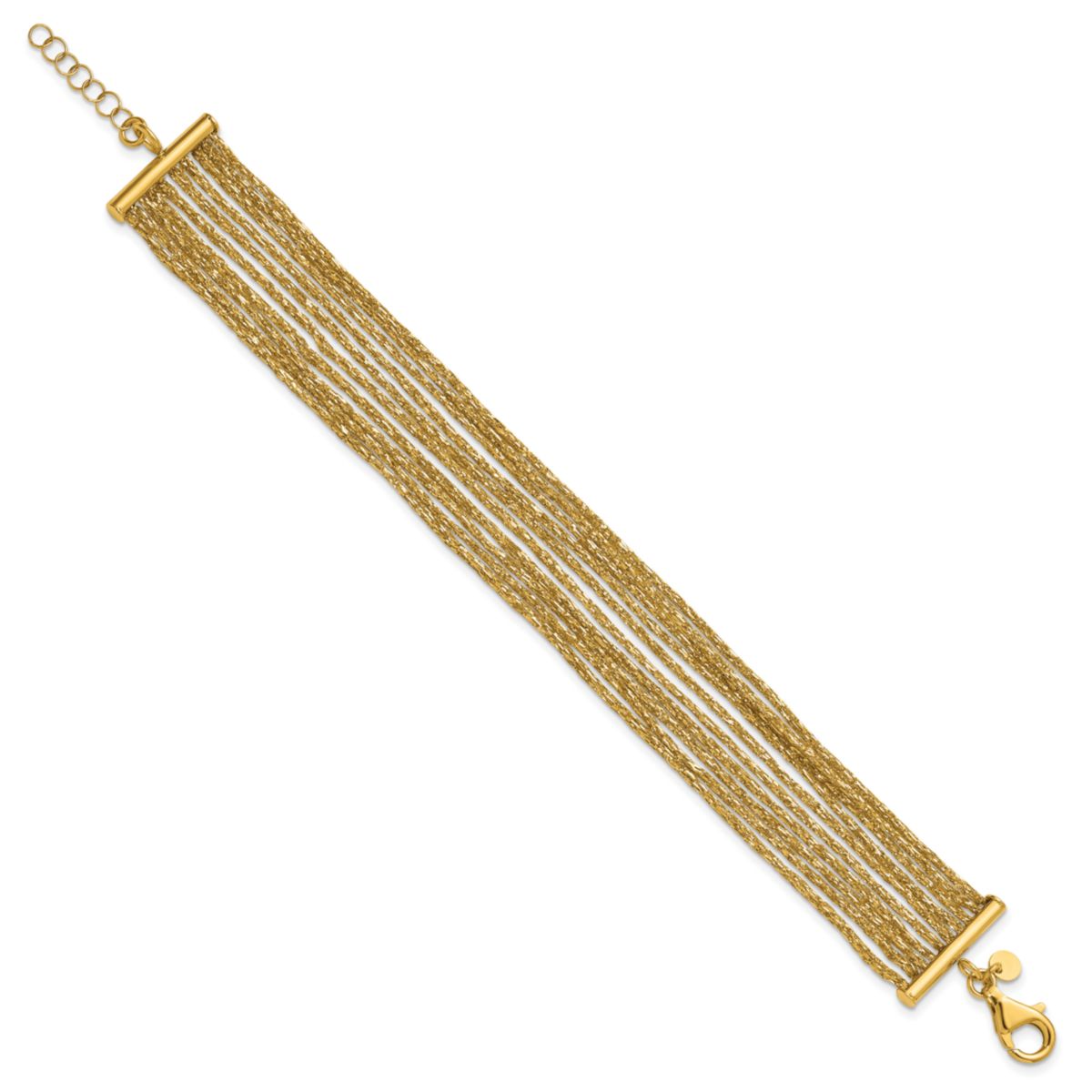 14K Yellow Gold Textured Fancy Mesh Multi-strand with 0.75" Extender Bracelet