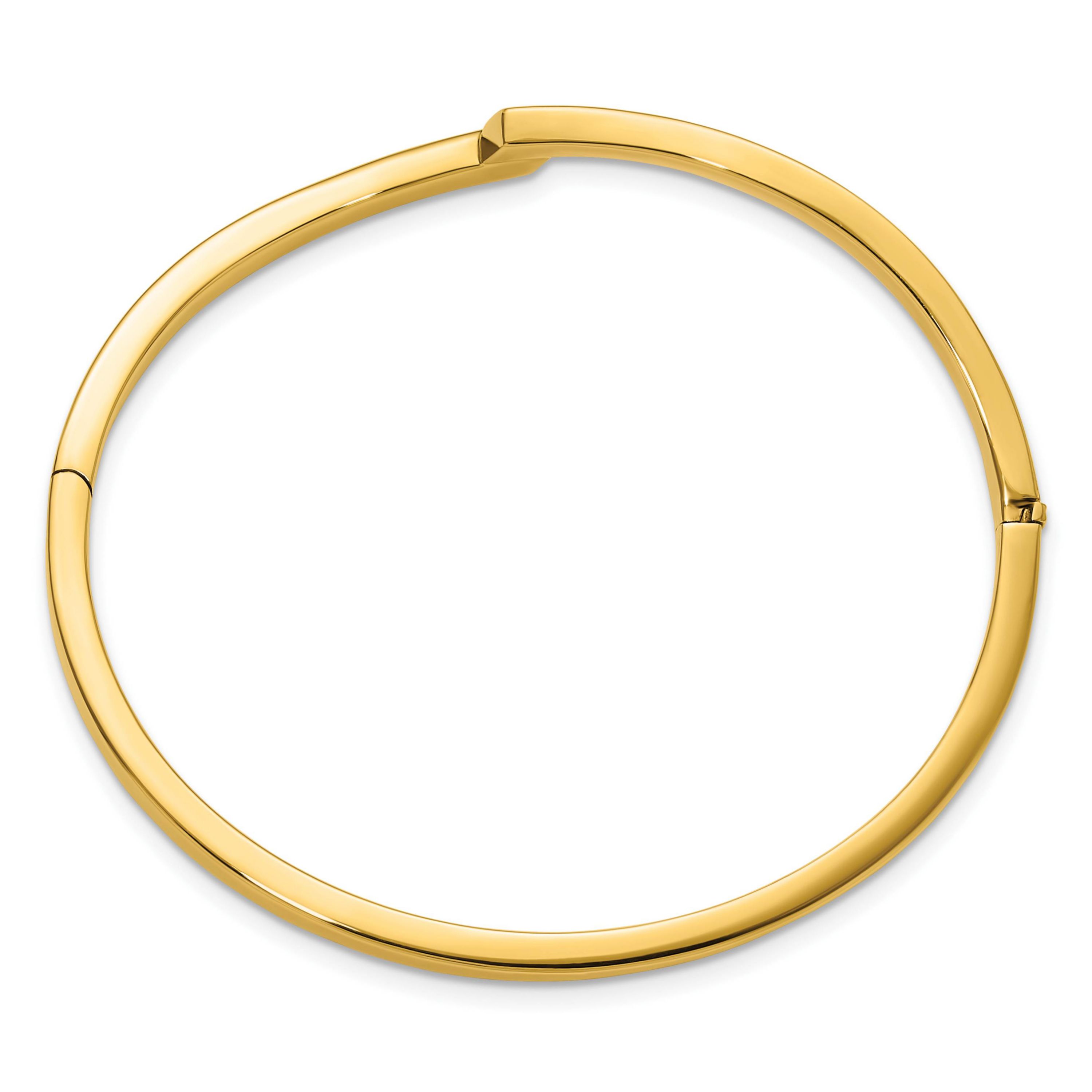 14K Yellow Gold Polished Fancy Bypass Hinged Bangle