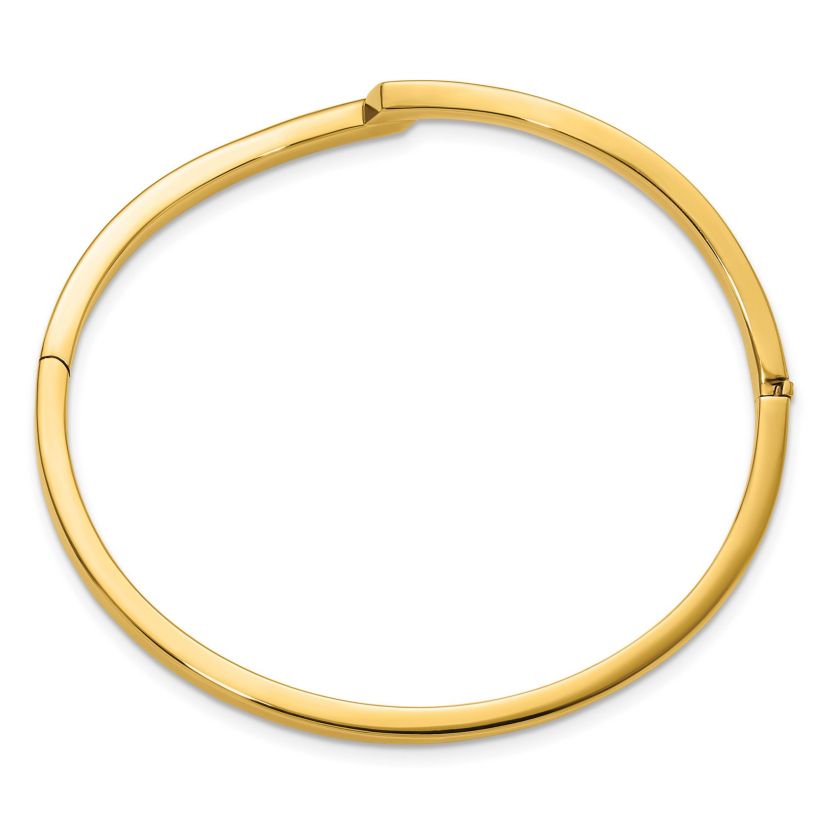 14K Yellow Gold Polished Fancy Bypass Hinged Bangle
