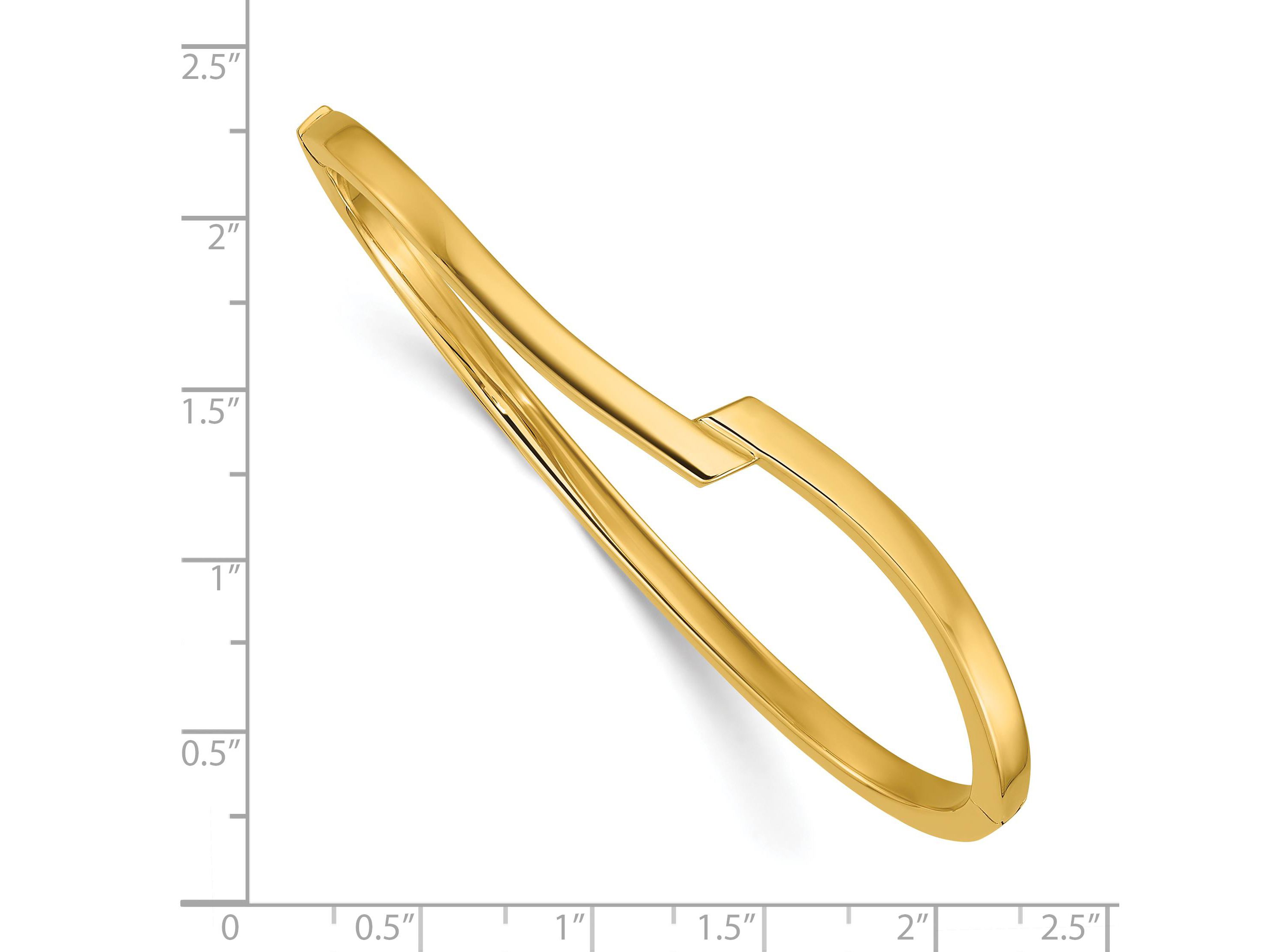 14K Yellow Gold Polished Fancy Bypass Hinged Bangle