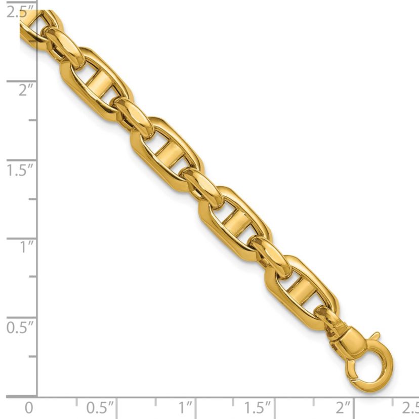 14K Yellow Gold Polished Fancy Mariner Link Bracelet
