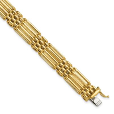 Belk & Co 14K Two-tone Polished Fancy 10mm Link Bracelet, Yellow, 7.5 in