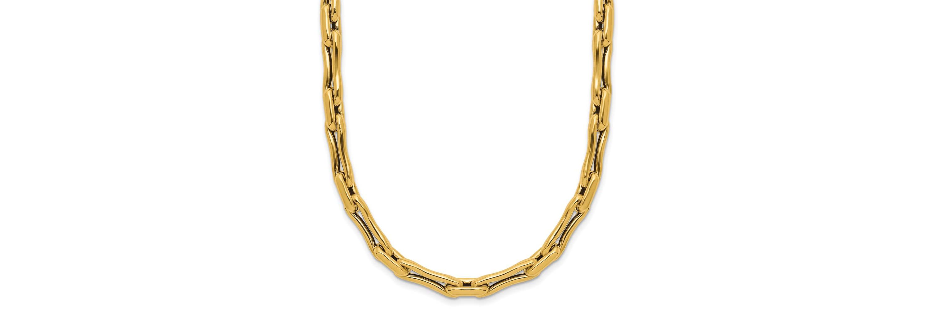 14K Yellow Gold Polished Hollow Fancy Link Necklace