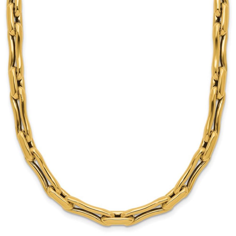 14K Yellow Gold Polished Hollow Fancy Link Necklace