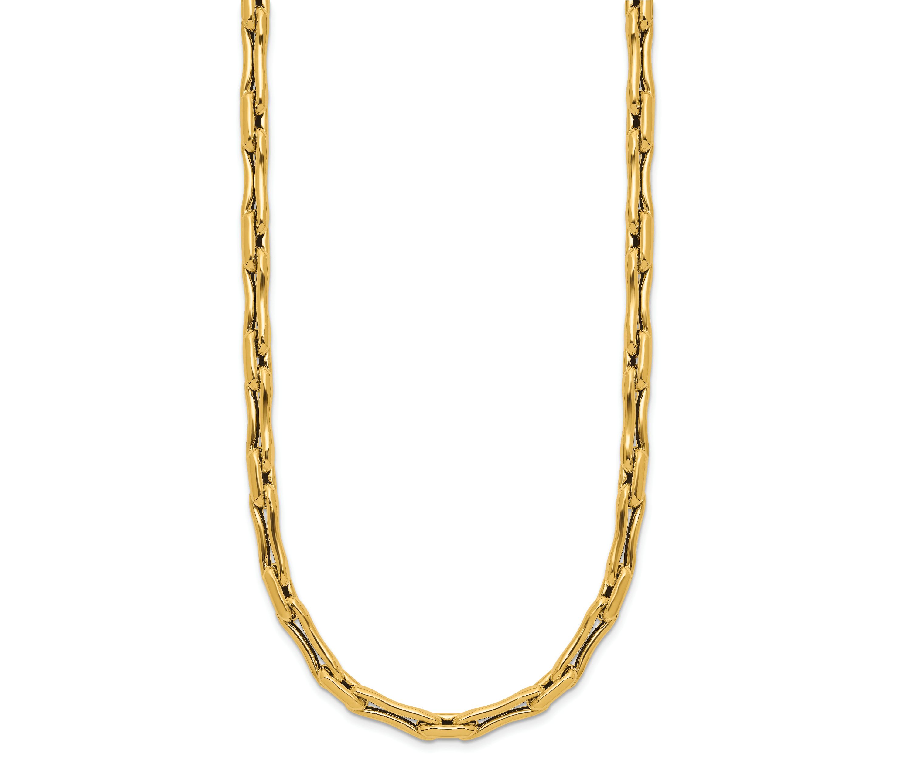 14K Yellow Gold Polished Hollow Fancy Link Necklace